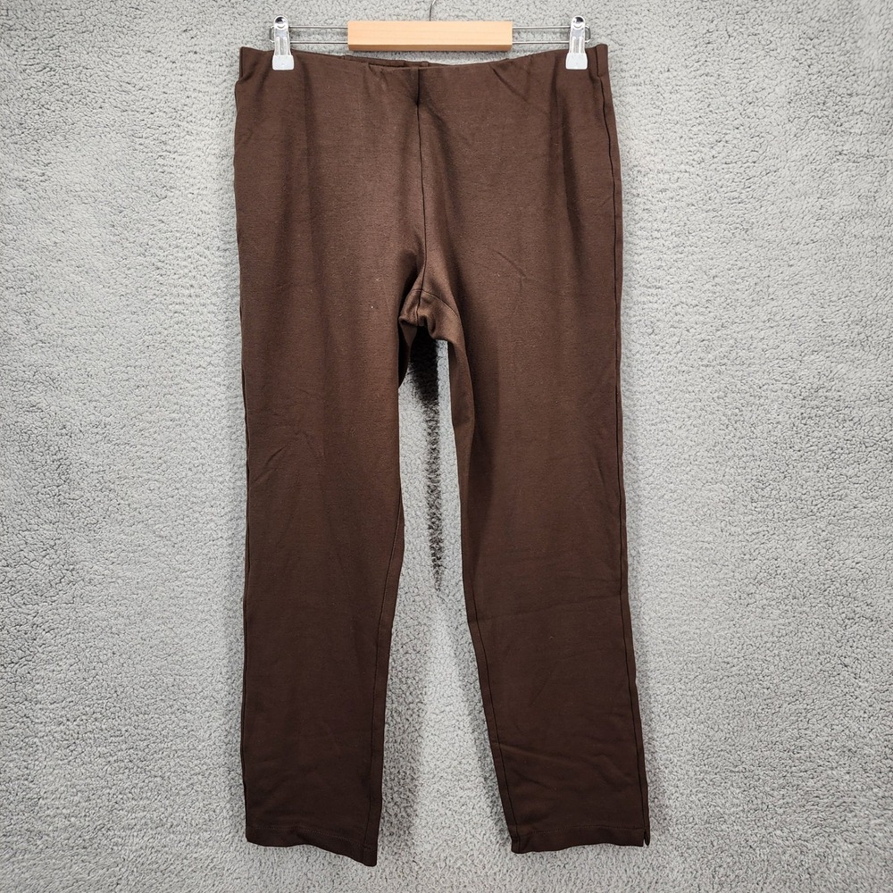 Ecru Womens Brown Pull On Straight Leg Ponte Knit Pants Size Large